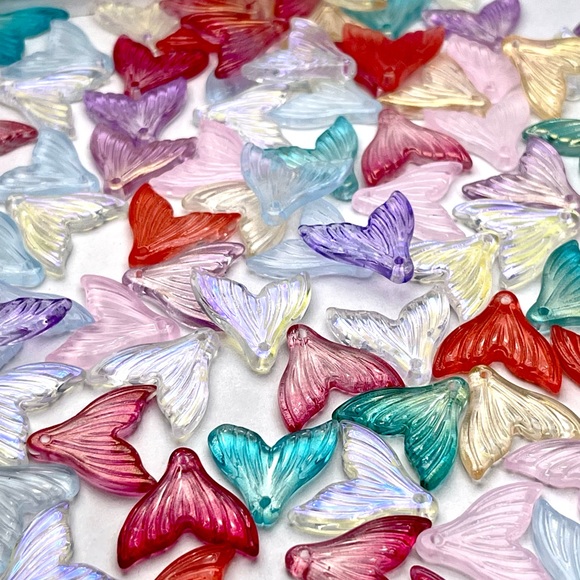 70pc GLASS Mermaid Tails Charms Jewelry Making Crafting DIY Bracelets 925 Bundle - Picture 10 of 16